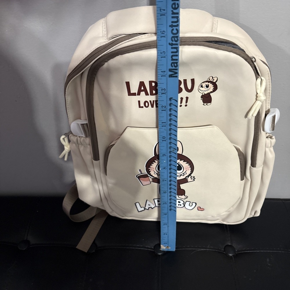 NEW MONSTERS LARGE School BACKPACK Beige Girls Or Boys - Picture 4 of 4